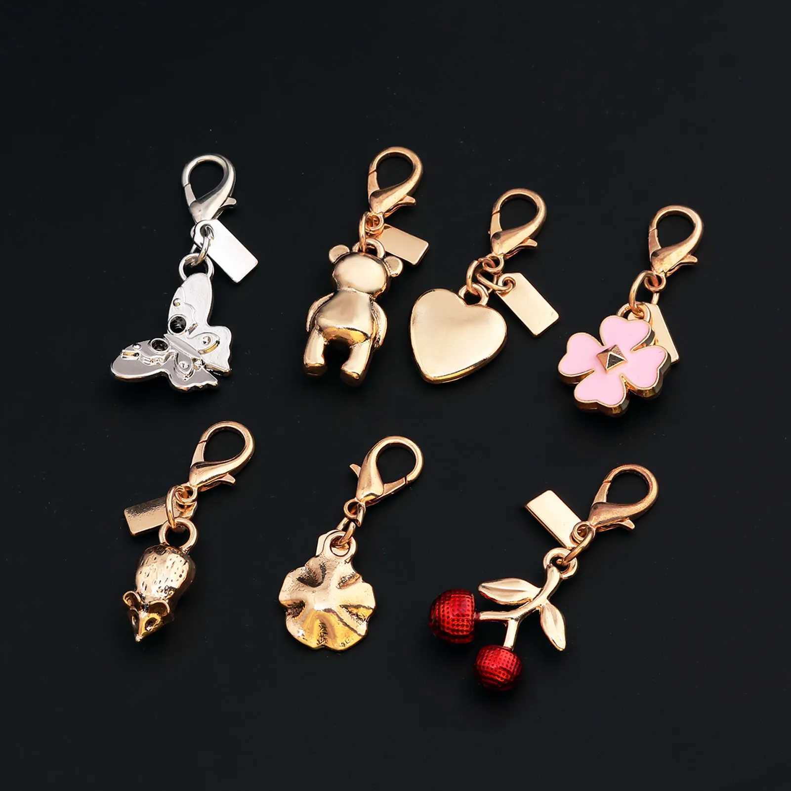 Exquisite High End Bear Cherry Butterfly Flower Bag Charms Keychains For Women Bag Fashion Charms Pendant Keychain Jewelry Gift XJ250602