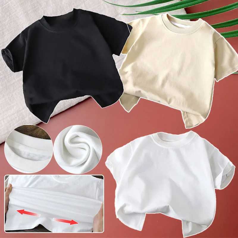 Children Cotton Short Sleeve White Red Black T-shirt Baby Girls Summer Solid Clothes Kids Boys Casual Tops Candy Colored Clothes T250603