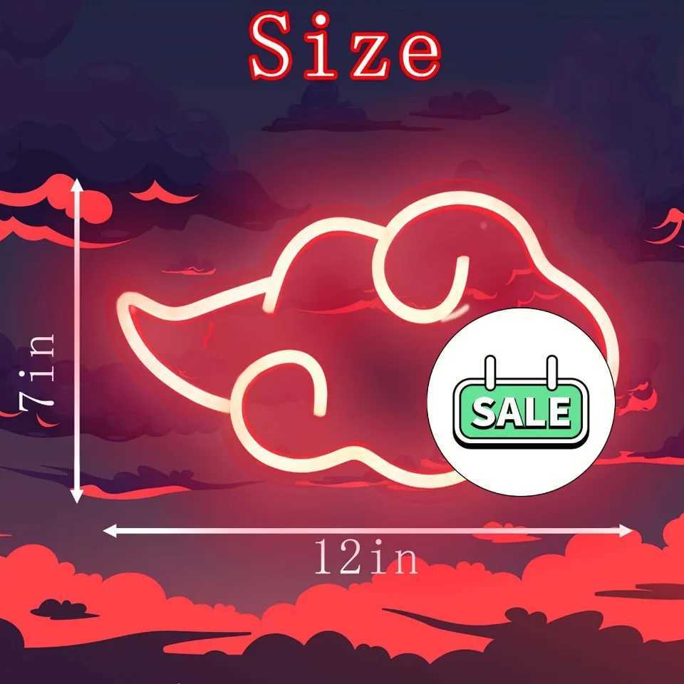 Anime Neon LED Red Cloud Neon Wall Decor Dimmable Game Neon Wall Sign USB Night Light for Bedroom Game Room Man Cave Party XJ250602