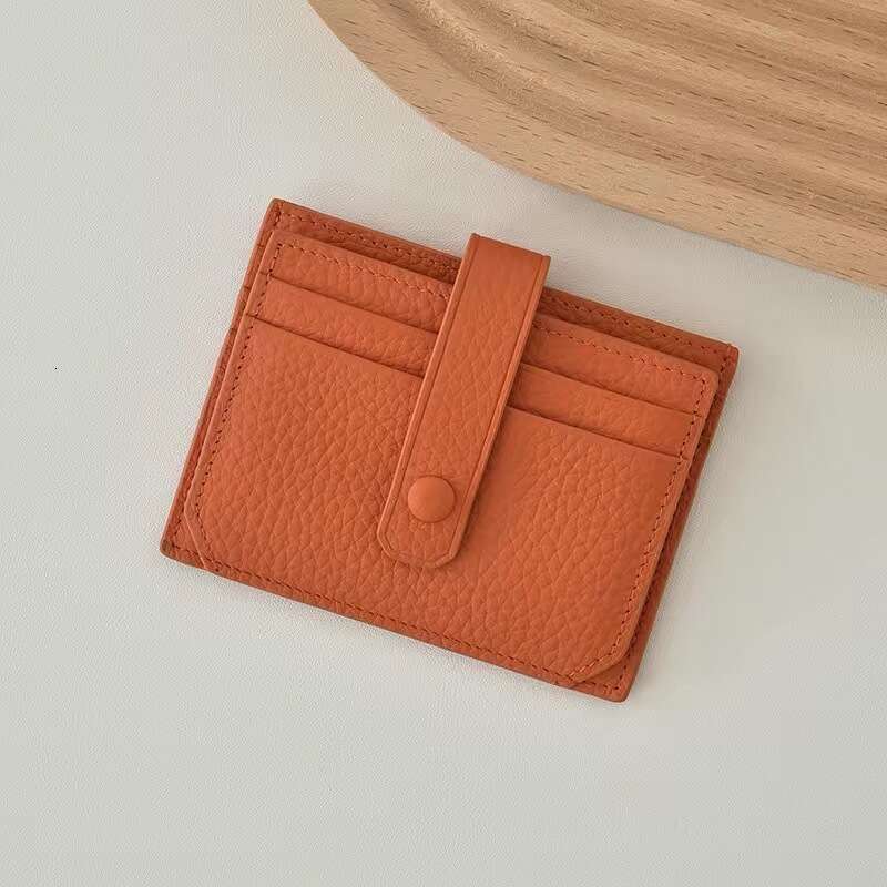 Korean Style Thin Small Holder Multi-Functional Slot Men and Women Exquisite Leather PU Clip Card Sleeve