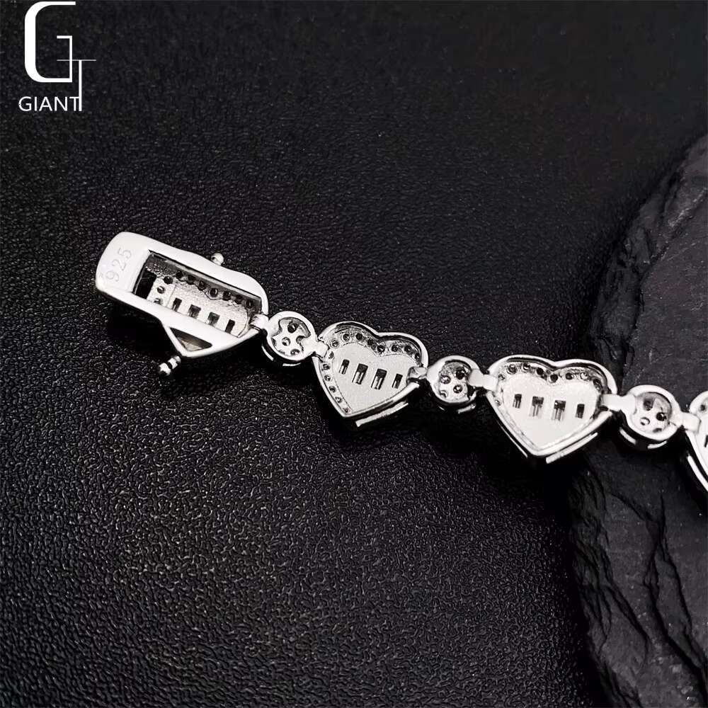 NEW DESIGN HEART SHAPE Moissanite Charm Bracelets Hip Hop Fine Jewelry 925 Silver Diamond Bracelets