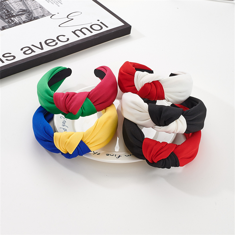 Factory direct sale hot sale double patchwork colour soft fabric senior elastic dumpling knot hair bands