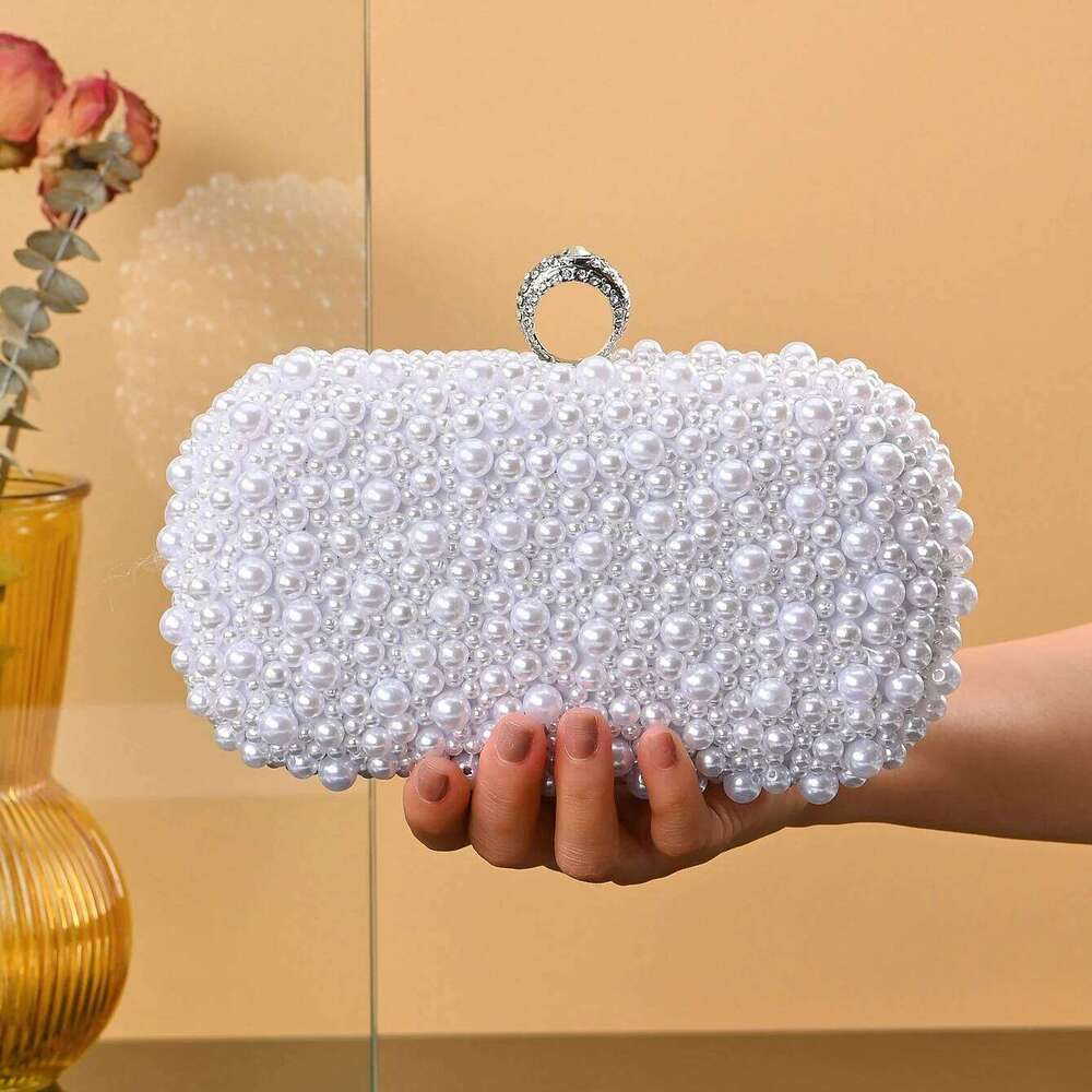 wedding evening handmade chain shoulder Full Beaded clutch bag Ladies Artificial Pearls Handbag for Wedding Party