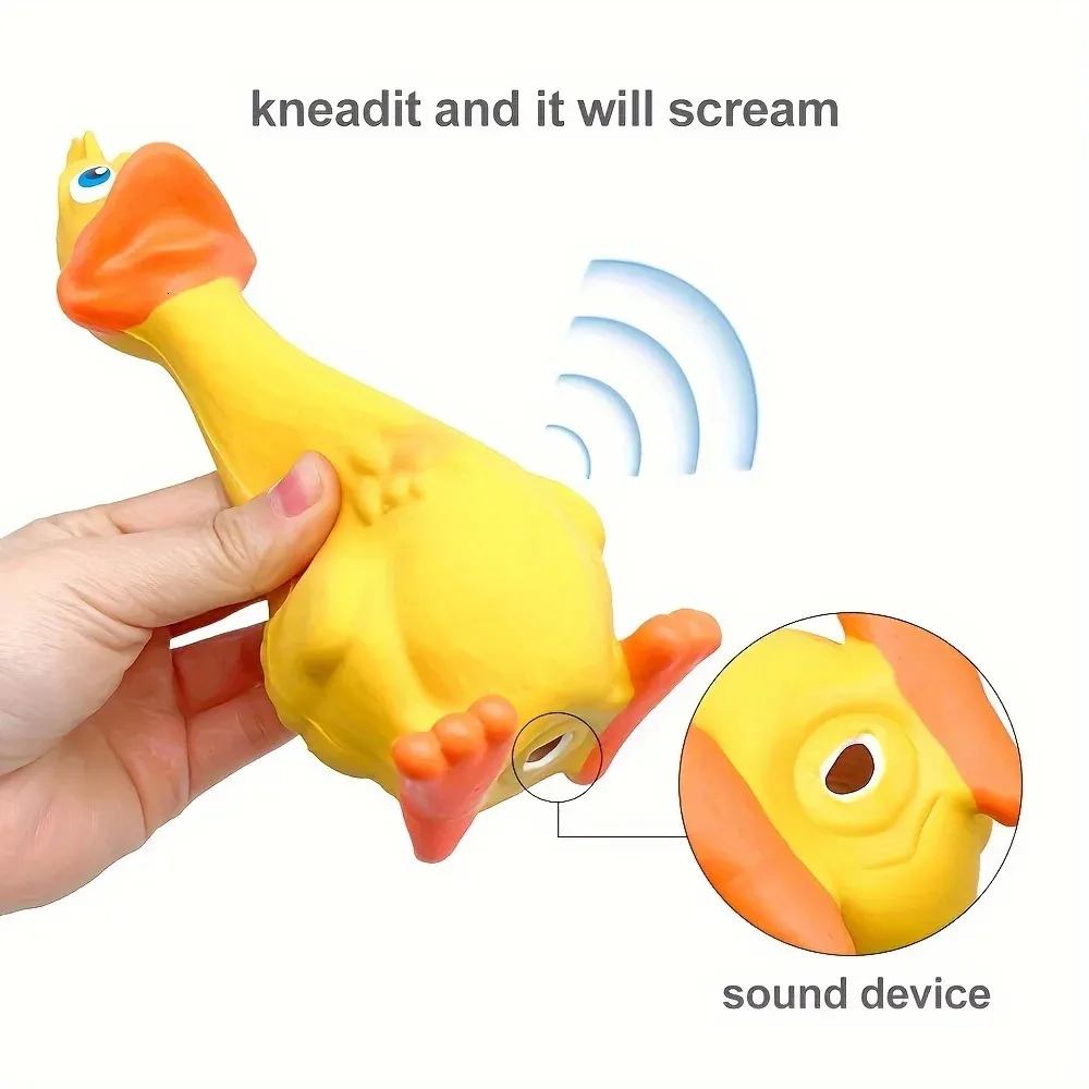 Rubber Squeaky Dog Toys Durable Latex Screaming Duck Chew for All Breed Sizes Teeth Grinding Pet Play No Batteries Needed