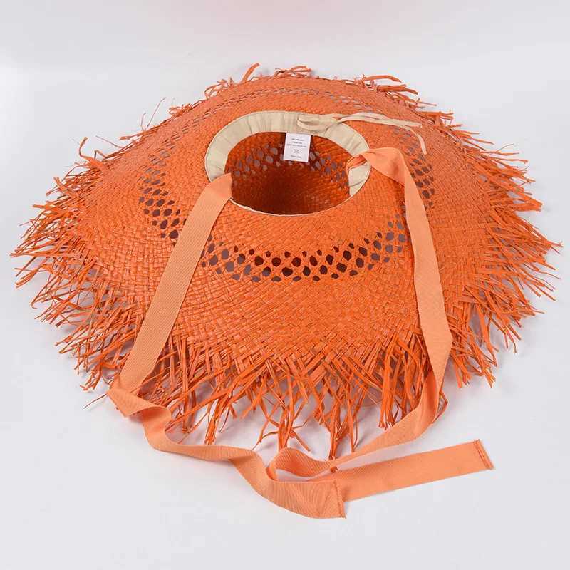 Straw Hat Women Summer Large Brim Beach Vacation Photo Sunscreen Straw Hat Personality European Style Foldable Beach Hat W250602