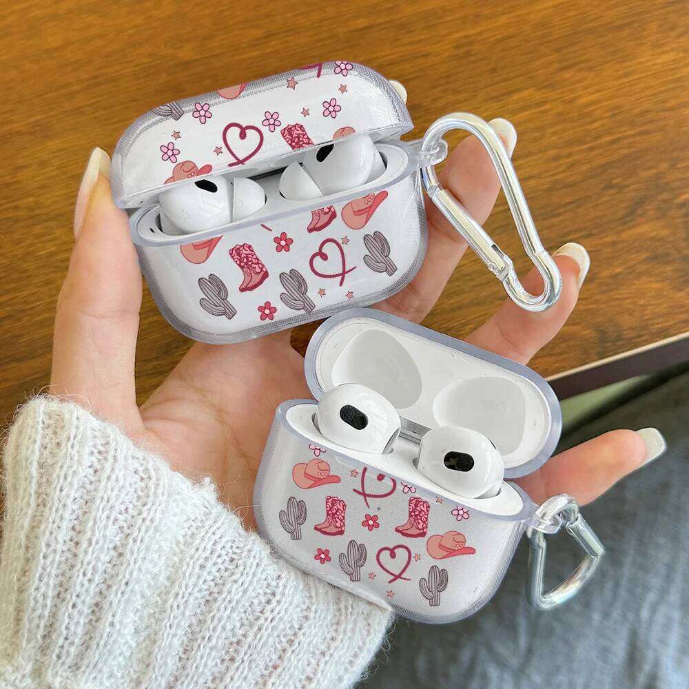 Pink Heart Butterfly Design 4 3 1 2 Gen TPU Earphone Protecitve Case For Pro 2/Pro Cover with Keychain