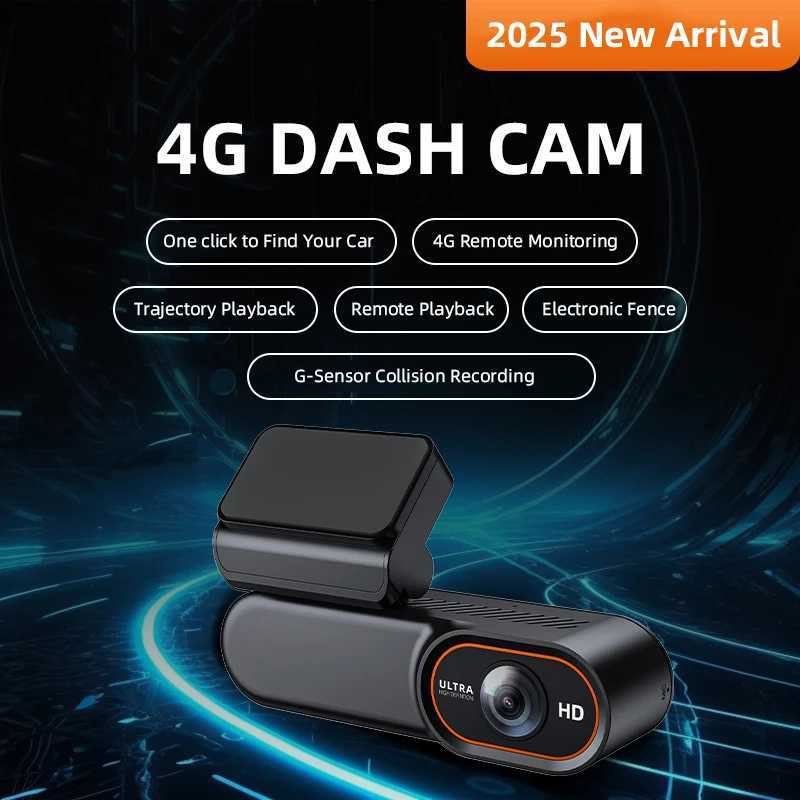 Car dvr 4G Dash Cam Mini Car dvr SIM Card Real-Time Recording App Control Live Streaming 24H Parking Monitoring Night Vision Black Box R250529