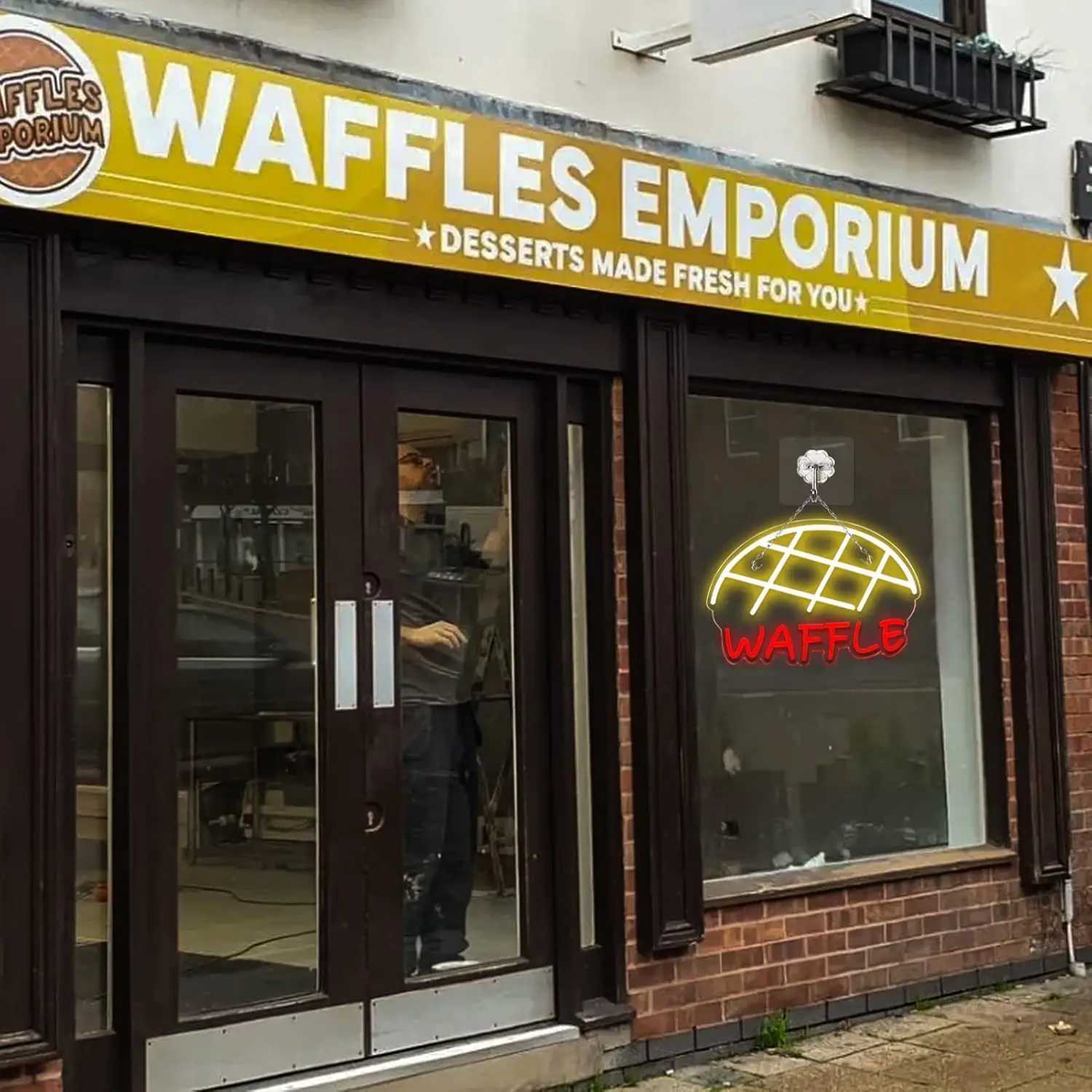 Waffle Neon Sign USB Powered LED Neon Light for Bedroom Cake Shop Bakery Supermarkets Restaurant Stores Cookie House Wall Decor XJ250602