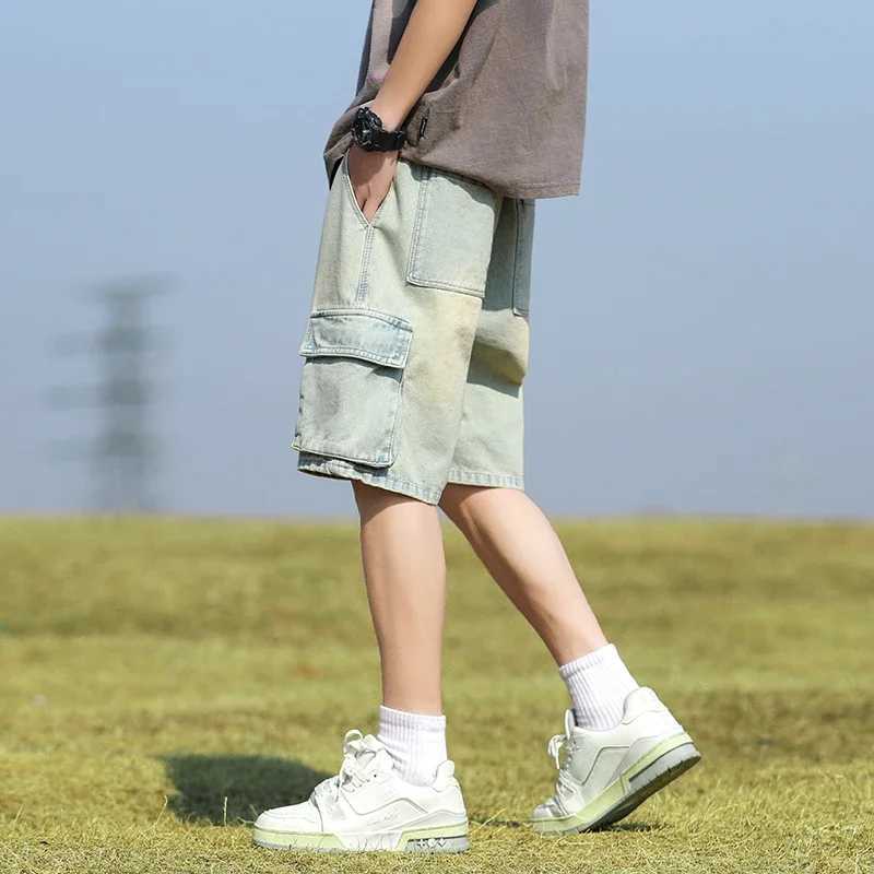 Denim Shorts Mens Summer Thin Elastic Waist Baggy Short Jeans Straight Knee-length High Quality Shorts Male Brand Clothes T250603