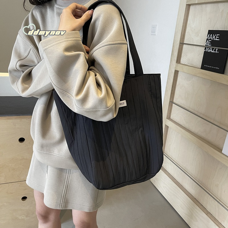 Korean Style Artistic Female College Student Commuting Shoulder Bucket New Casual Simple Handheld Tote Bag ddmynov