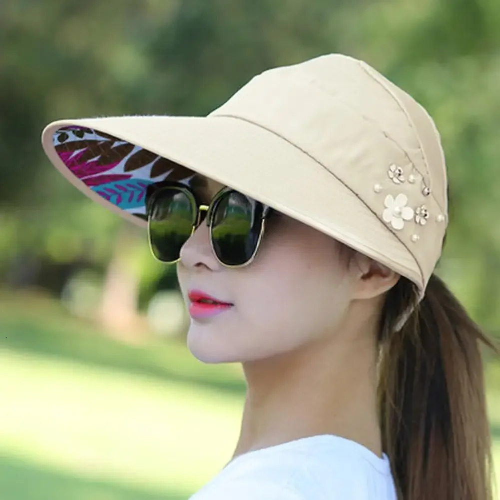 Fashion Womens Ladies Summer Vacation Wide Brim Foldable Sun Hat AntiUV Beach Visor Caps Casual Hats 250530