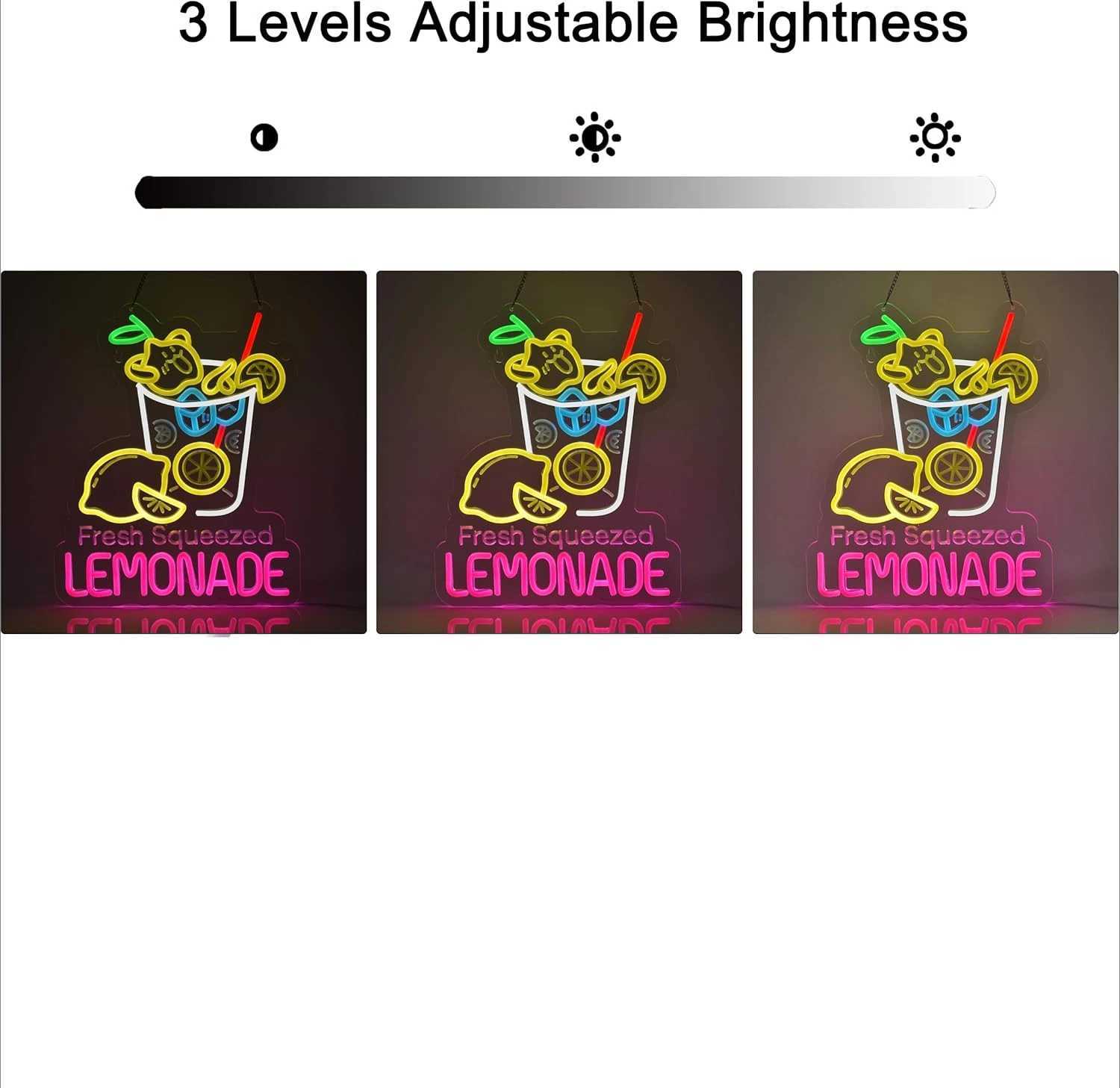 Lemonade Neon Sign USB Powered Ultra Bright Dimmable Neon Lights Hanging Wall Art Decor for Restaurant Shop Bakery Celebration XJ250602