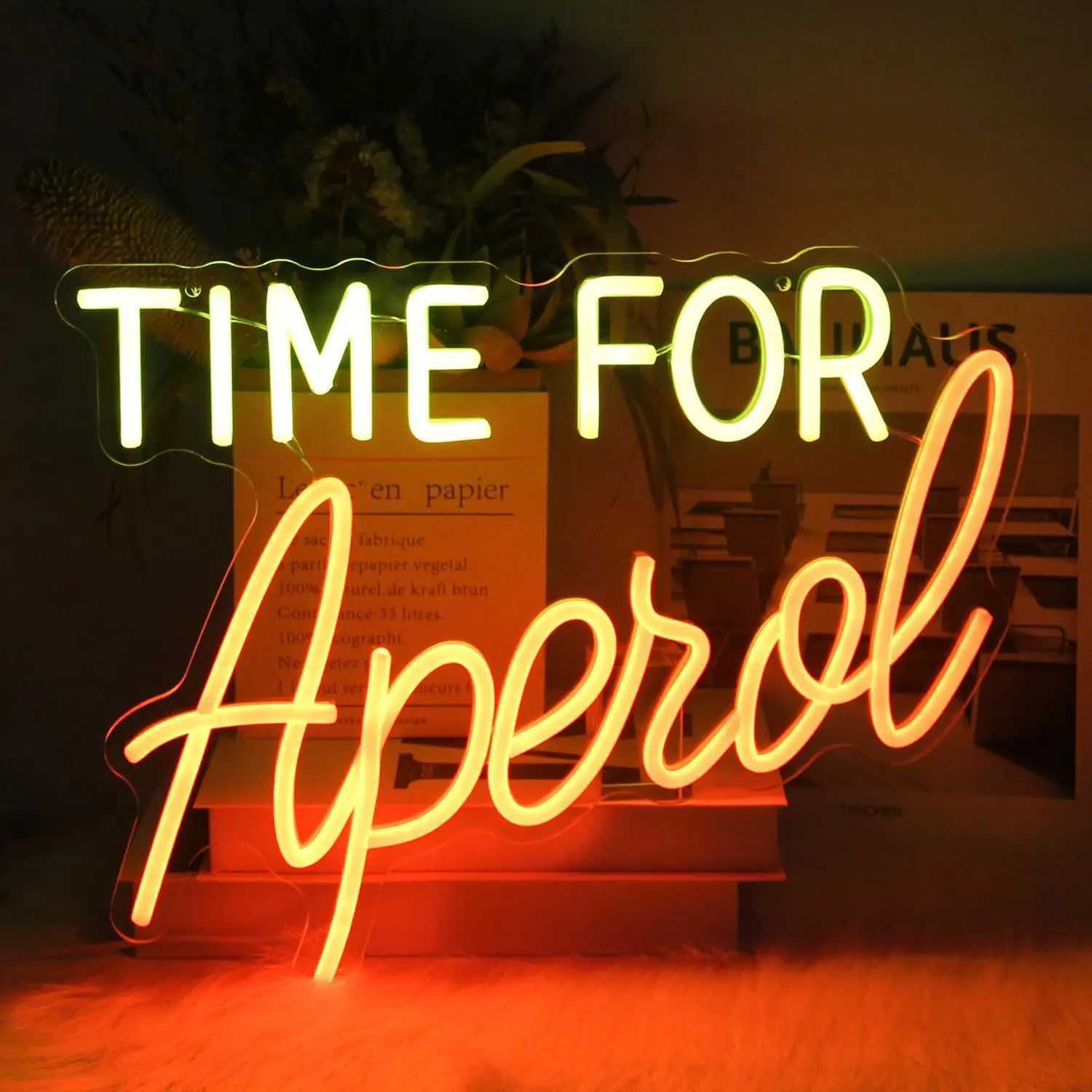 Time for Aperol Neon Signs LED Neon Light Sign Light Up Neon Signs Wall Decor for Home Bar Man Cave Bar Decor Store Club Bistro XJ250602