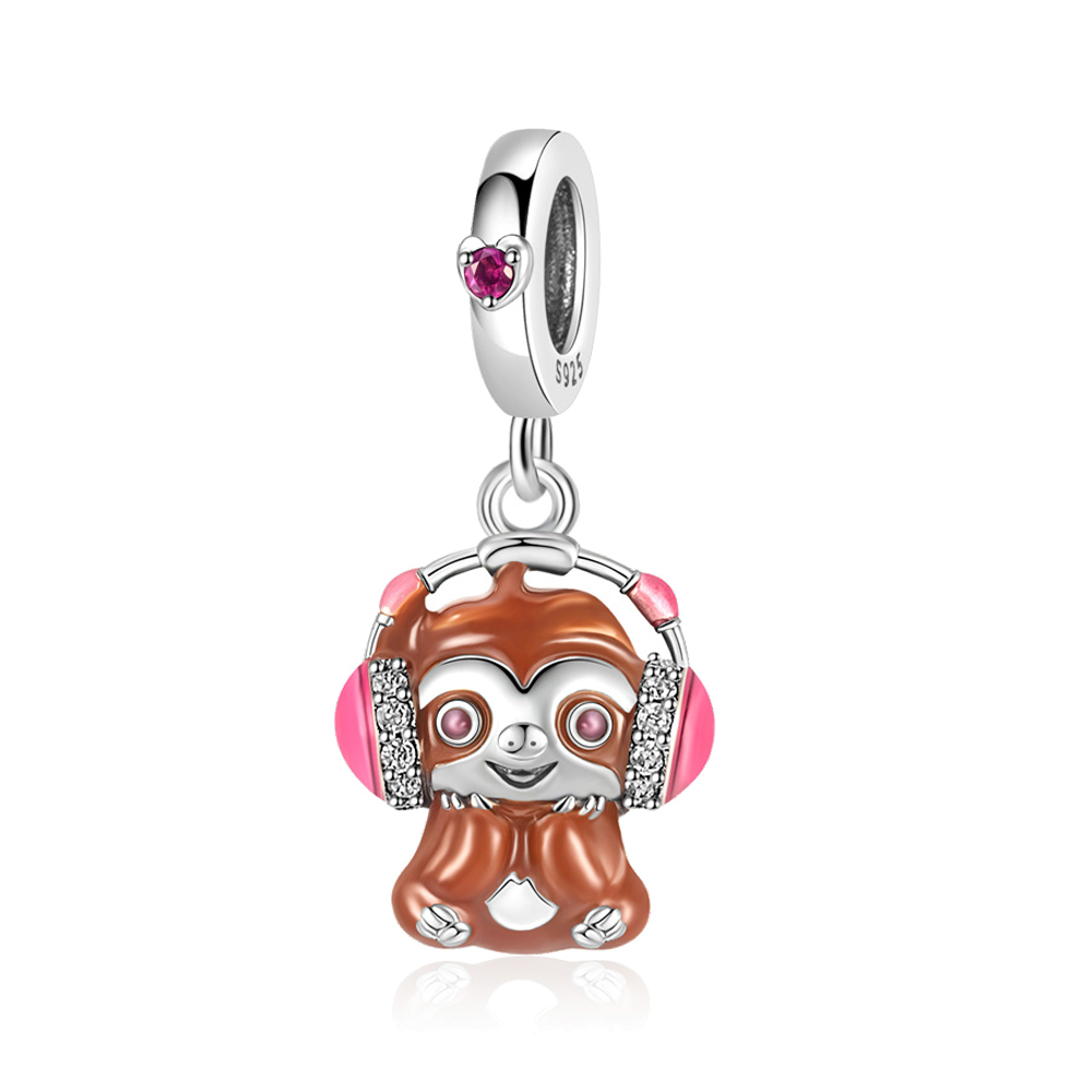 FewDook 2025 Hot Sale Pink Cute Pet Series Lovely Cat Dog Mouse Dangle Charm Fit Original Pan Bracelet Bead Fashion Accessories Jewelry Designer for W