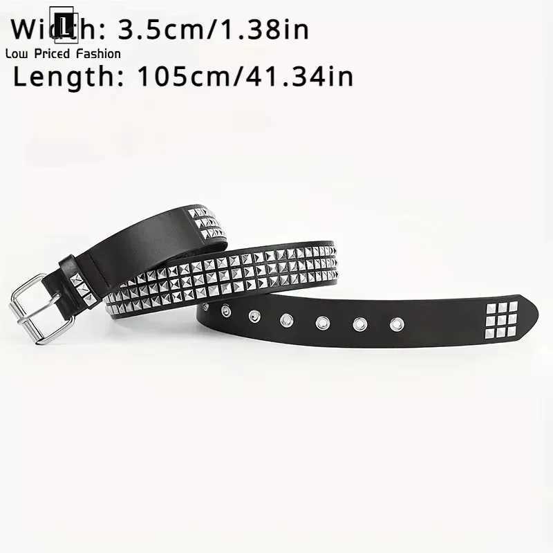 Square Bead Rivet Belt Metal Pyramid Belt Men And Women Punk Hardware Jeans Belt Fashion Y2k Belt Designer Belt Womens Belts XJ250602