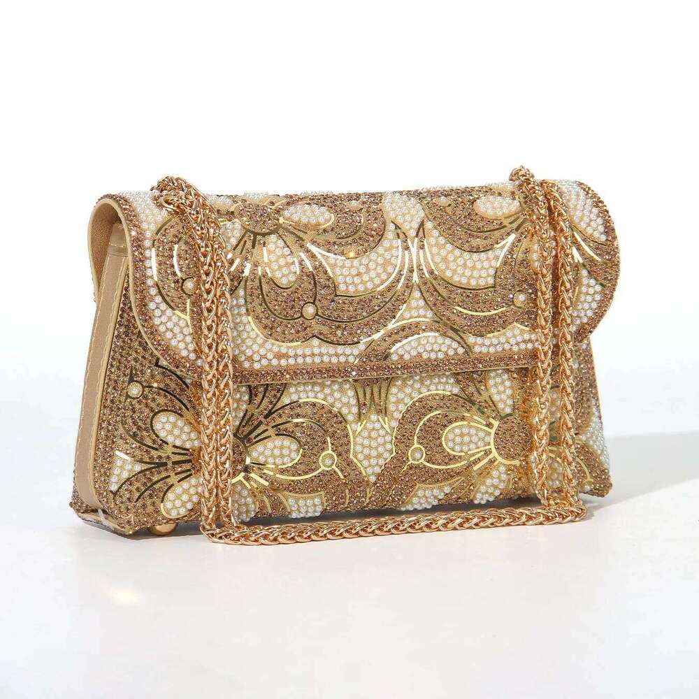 Rhinestone ladies Gorgeous dinner bag Pearl Shoulder Bag , sequined flower design handbag, single chain adjustable as crossbody , handbag,