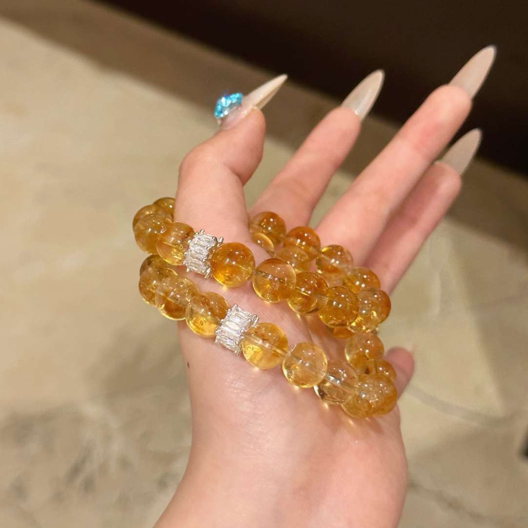 Natural crystal, pyramid yellow Asai Citrine bracelet,Citrine,wuxing implied meaning Wealth manifestation Foundation stabilization