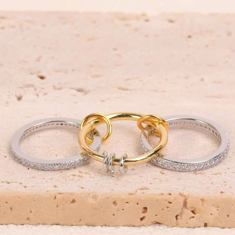 Fashion Versatile Ins Style Light Two-tone Bracelet and Ring Set for Women Unique Niche Jewelry