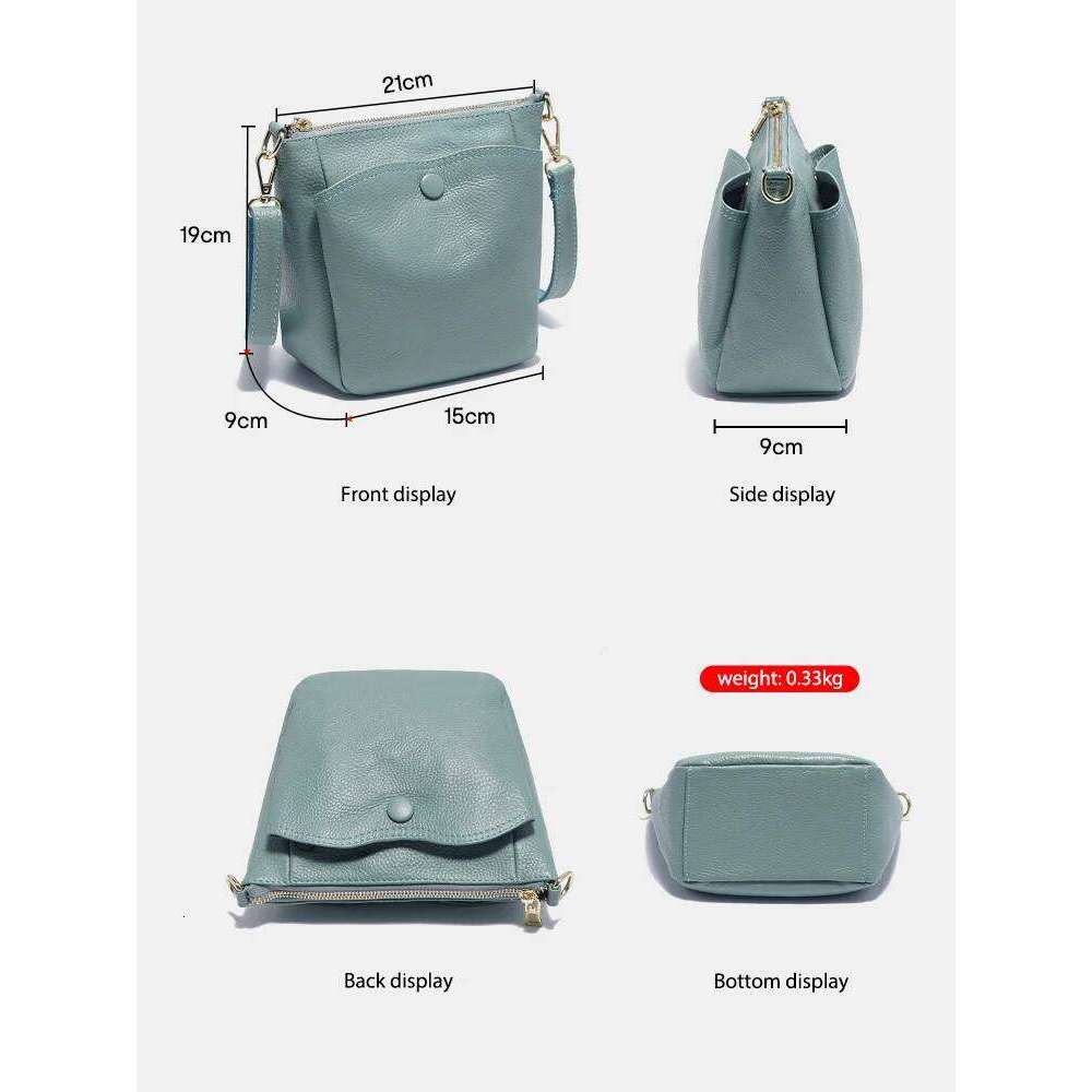 Zency Laides Small Soft Genuine Leather Handbag Casual Women Crossbody Simple Bucket For Phone Female Purses Grey Bag