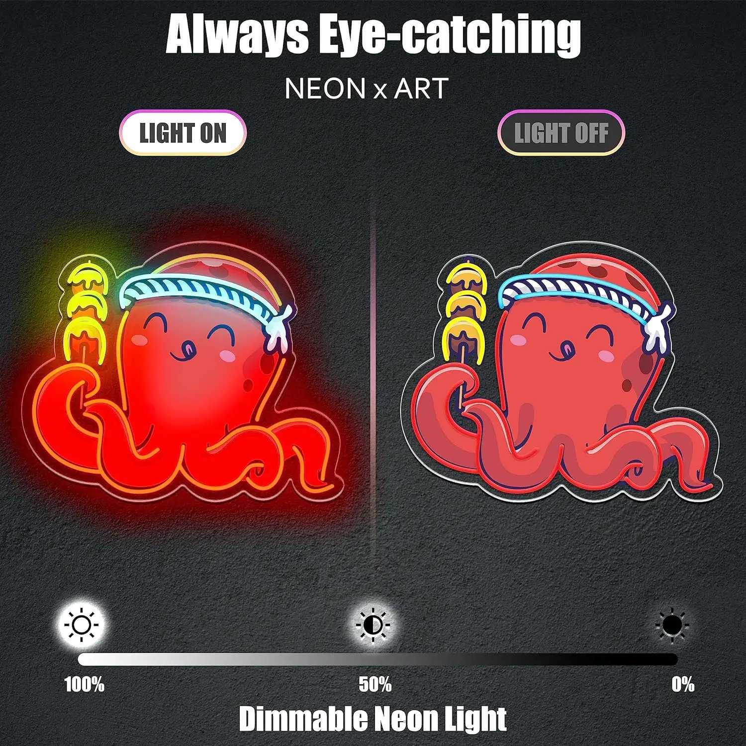 Octopus Neon Signs LED Neon Light Sign Light Up Neon Signs Wall Art Room Decor Ocean Display Neon Artwork for Shop Bedroom XJ250602