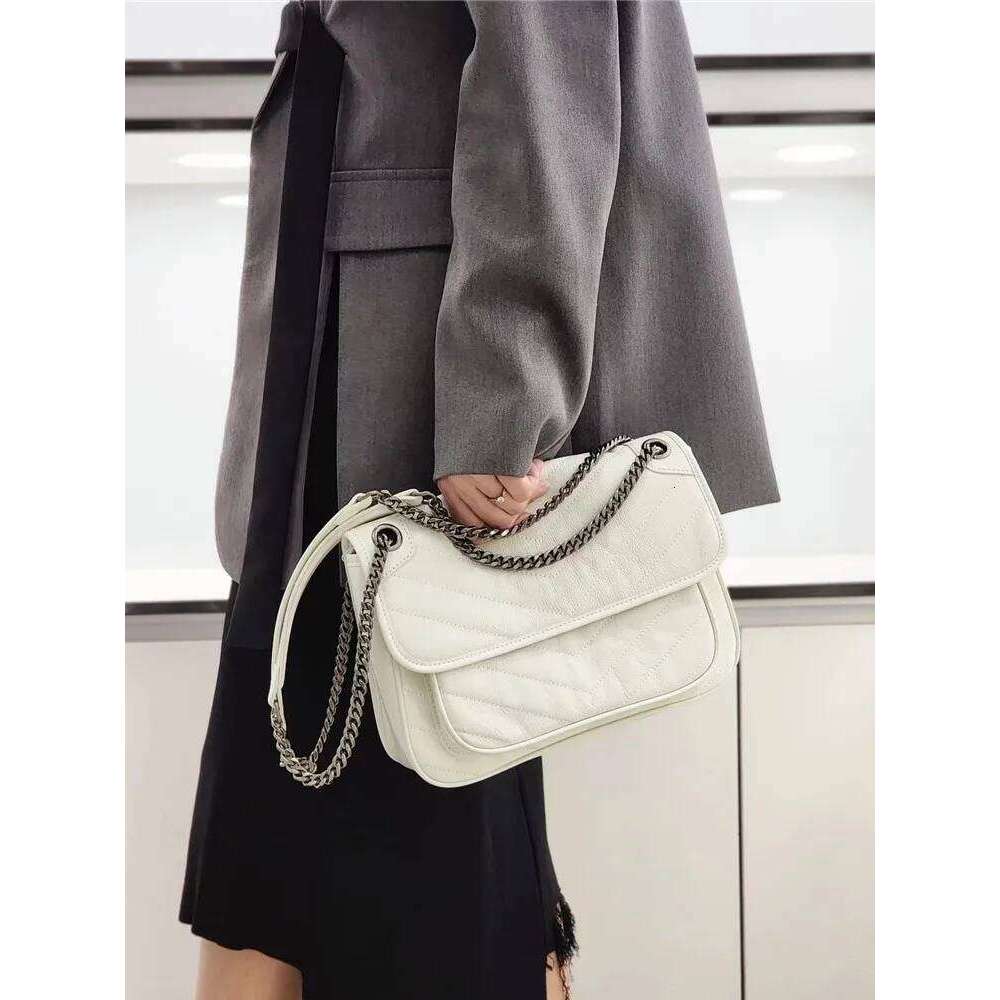 Vintage Women Chain Strap Messenger Oil Wax Cow Leather Shoulder Bag Autumn New Office Ladies Work Crossbody Bags Satchels