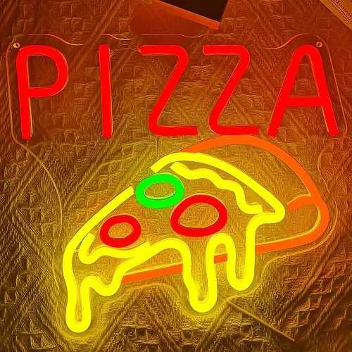LED Pizza Shaped Neon Sign Wall Decor Pizzeria Kitchen Restaurant Party Bar Bedroom Decorative Neon Light Wall Decor Gift XJ250602