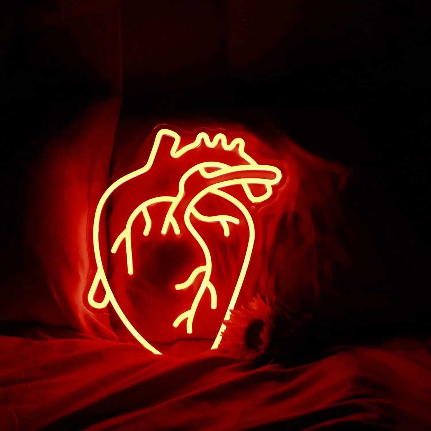 Human Heart Neon Signs LED Neon Light Sign Light Up Neon Signs Wall Decor for Bedroom Man Cave Bar Decor Store Club 13*12 inches XJ250602