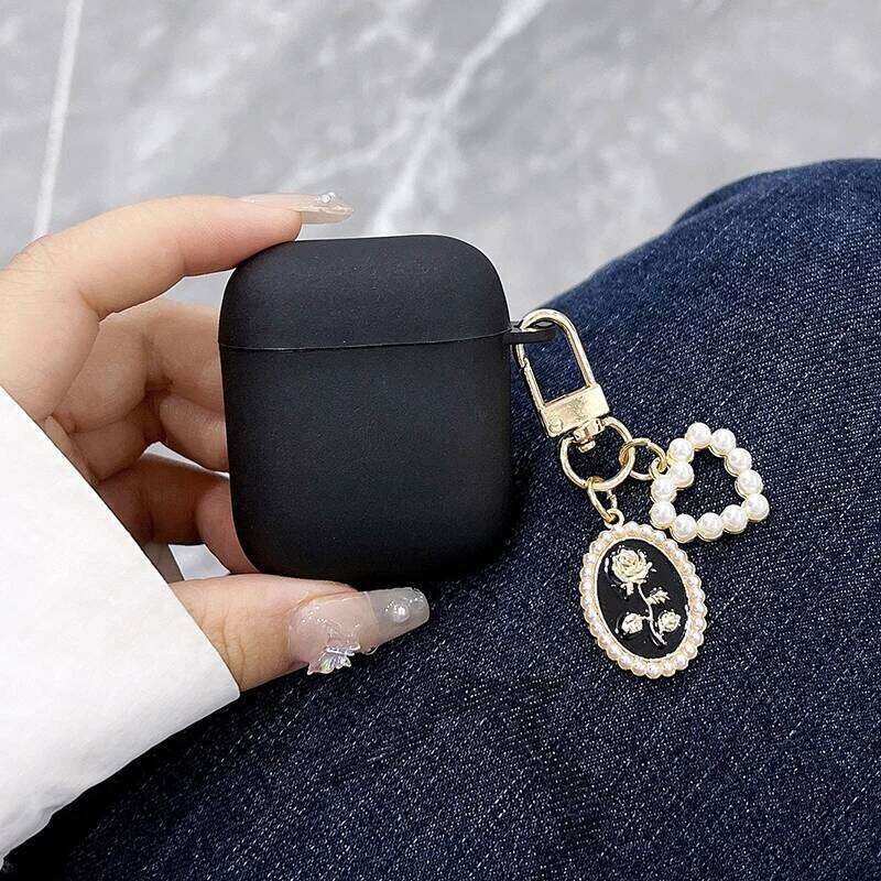 Valentines Pink Faux Pearl Heart Pendant Pro/Pro2 Wireless Case For 3/4 Earphone Protective Cover