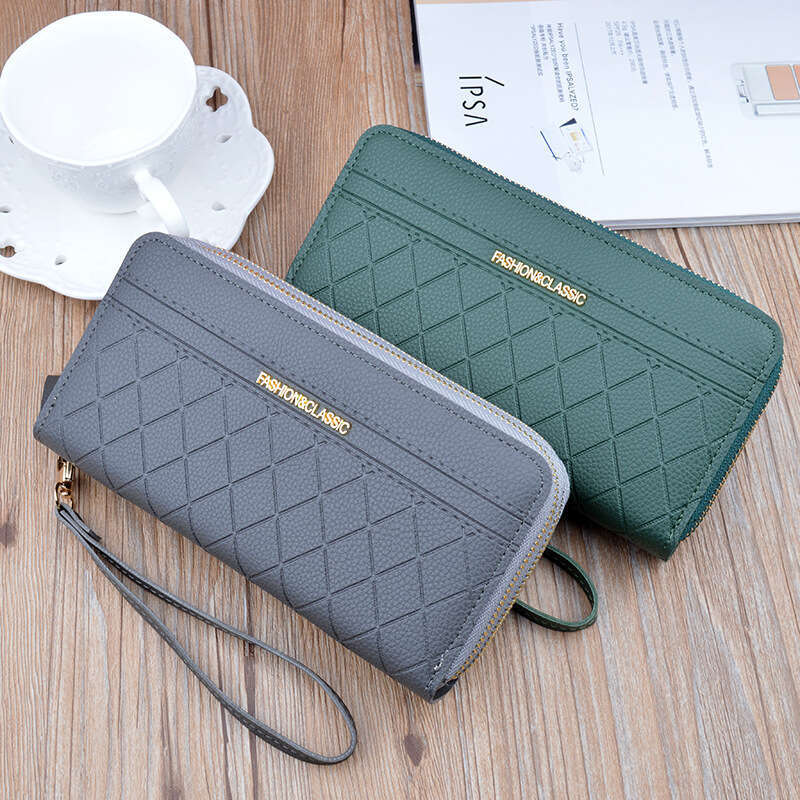 New Women's Long Zipper Clutch Fashion Plaid Large Capacity Double Layer Wallet Coin Phone Bag
