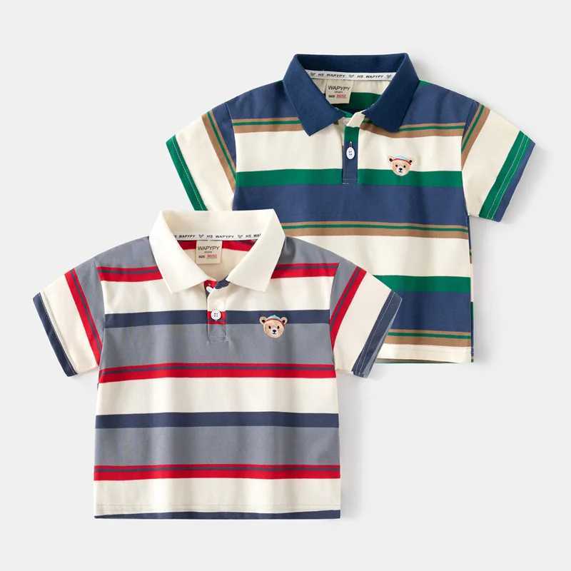Childrens Clothing T-Shirt Summer 100% Cotton Lapel Collar Kids Clothes Cartoon Tops Short Sleeve Clothes Boys Girls Trendy T250603