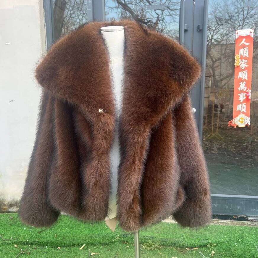 2025 Autumn/Winter Women's Jacket Fashion Oversized Collar Elegant Thick Coat High Quality Faux Fur Coats