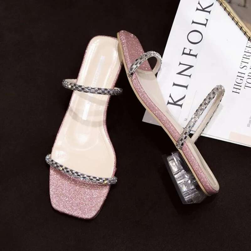 Fashion Summer Women Sandals Shoes Beach Ladies Clear Sandal Comfortable High Heels Woman Transparent Medium Heel New