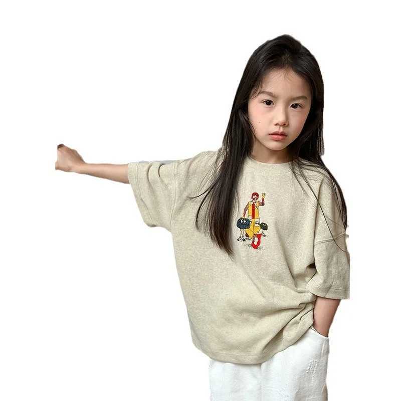 Children Clothing Kids 2024 Summer New Korean Style Short Sleeve Cartoon Printed T-shirt for Boys and Girls Cute Short Sleeve T250603