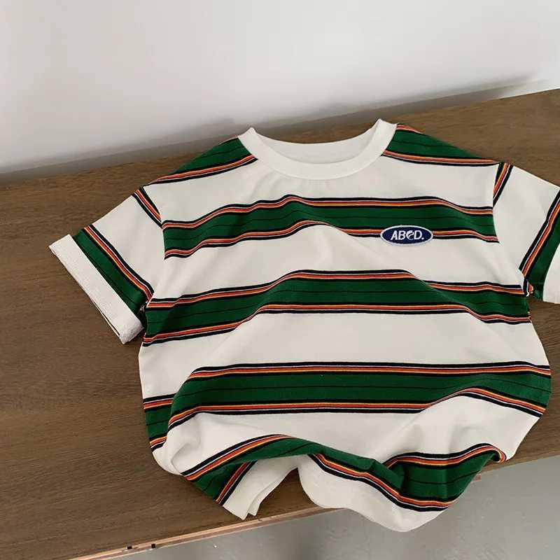 2-10 Years Childrens Striped T-shirts Boys Girls Kids Summer New Tees Cotton Loose T Shirt Casual Kids Tops Children Clothes T250603