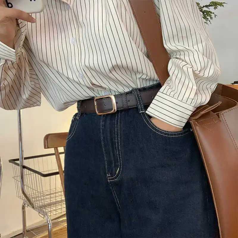 Waist Belt Womens Versatile INS Style Decorative Jeans High-end Retro Niche Summer Student Black Casual Leather Belt XJ250602