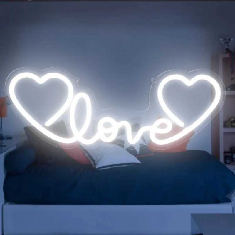 Love Heart LED Neon Sign USB-Powered Wall Decor Cursive Love Design Warm White Glow for Weddings Proposals Gifts Modern HomeXJ250602