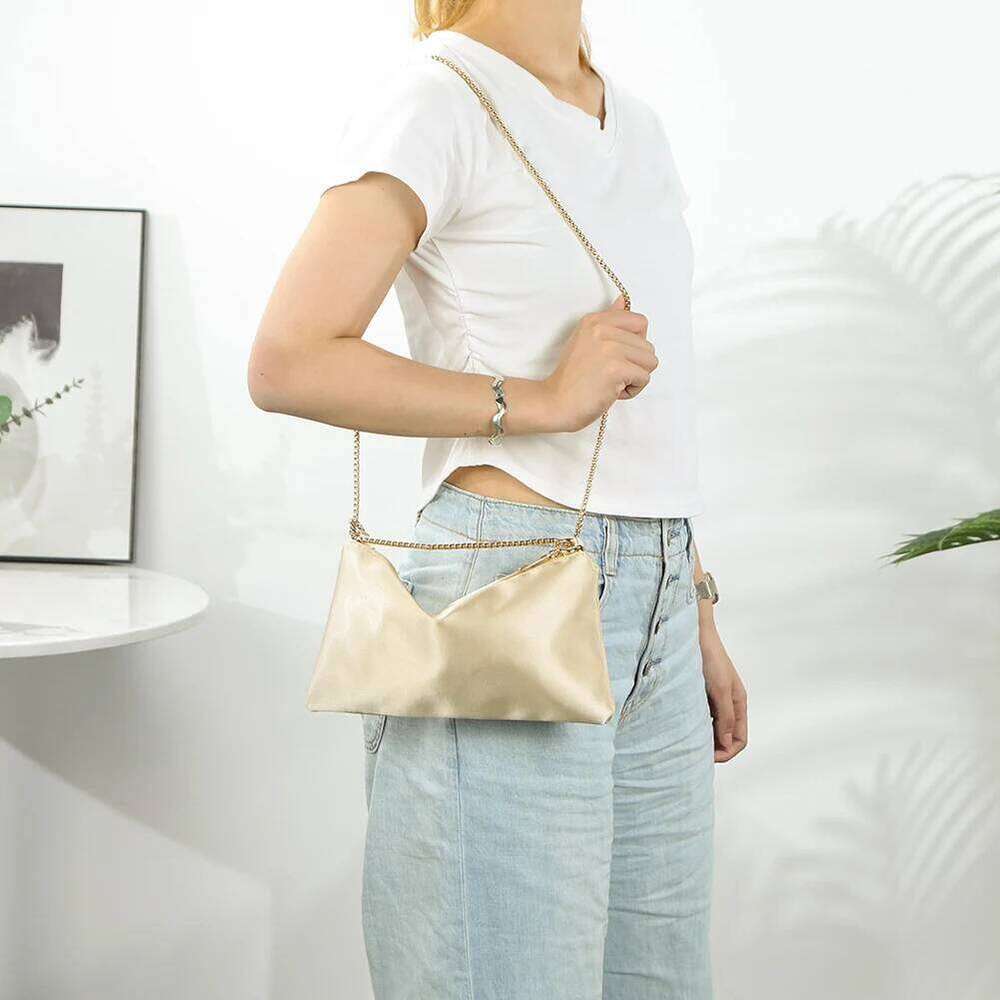 Women's Bags Designer Women Satin Evening With Chain Clutch Purse Zipper Handbag Solid Color Hobo Bag For Wedding Prom Tail Party