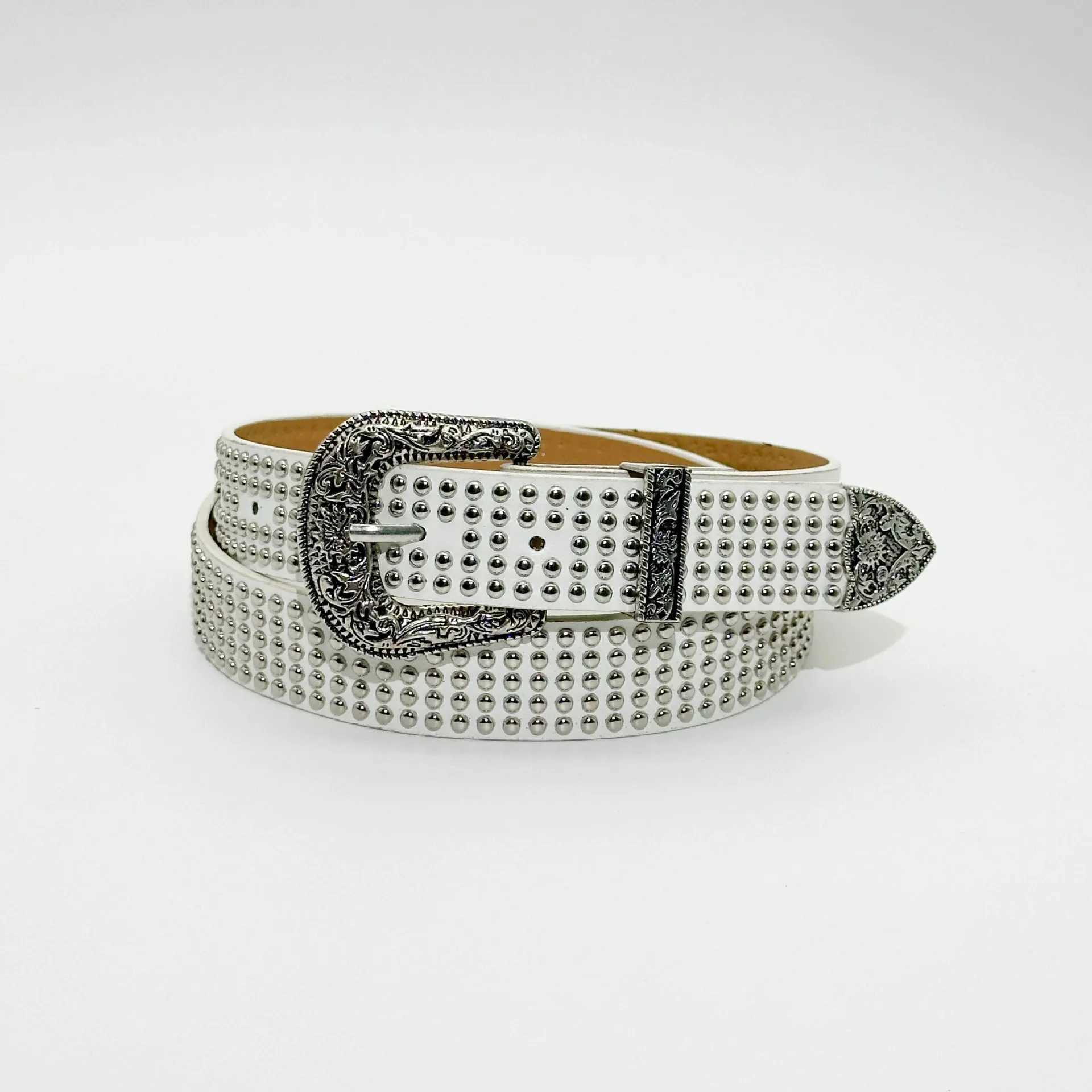 Mens Jeans Rhinestone Large Size Belt Womens Belt Western Denim Shiny Rivet Design Leather HipHop Punk Rock Y2K Style BeltXJ250602