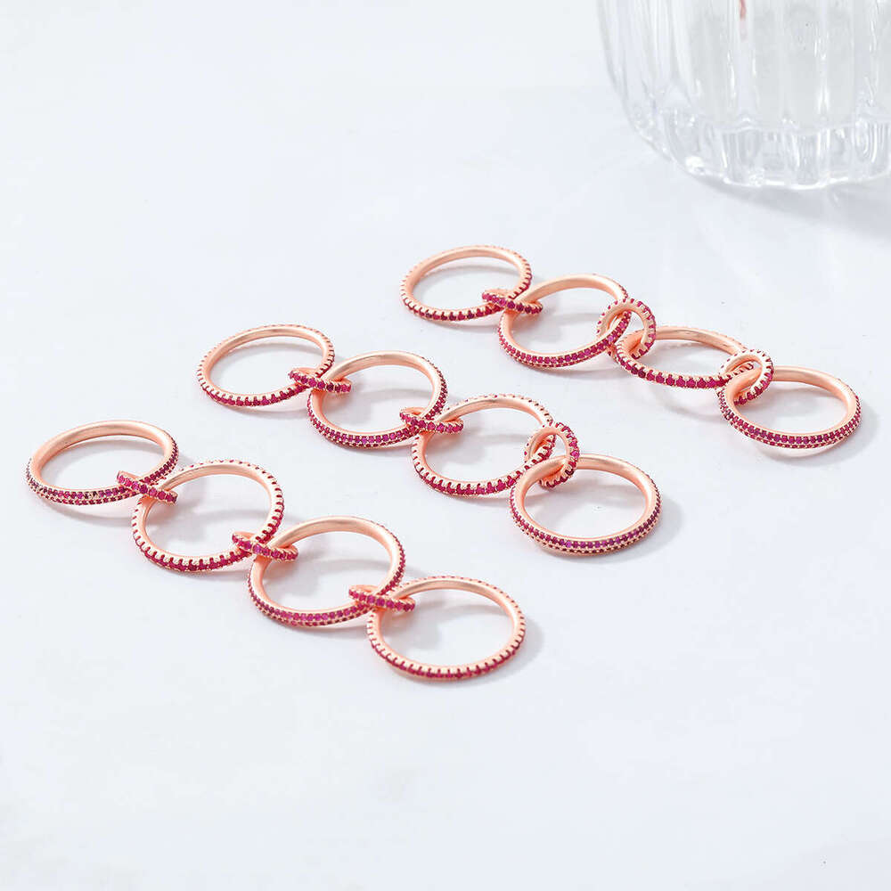 Rose Gold Exaggerated Multi-Piece Set Layered Zircon Niche Creative Women's Rings