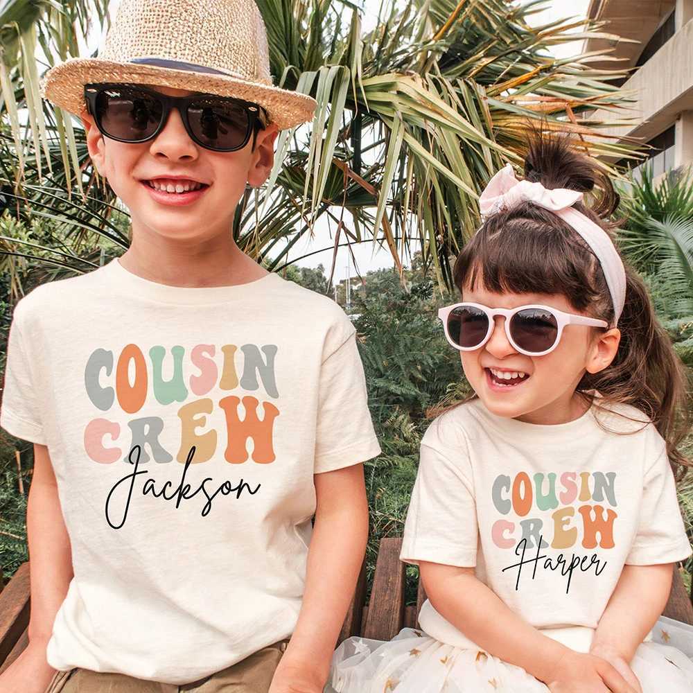 Personalized Cousin Crew Kids Shirt Retro Custom Name Cousins Matching T-shirt Child Summer Short Sleeve Tee Toddler Clothes Top T250603
