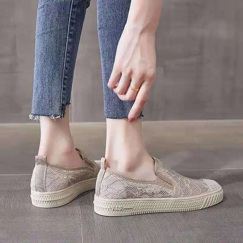 Flat Sneakers Athletic Women Footwear Mesh Breathable Canvas Low Black Ladies Shoes Sports Cotton Designer Sale 39 Korean A Shoe