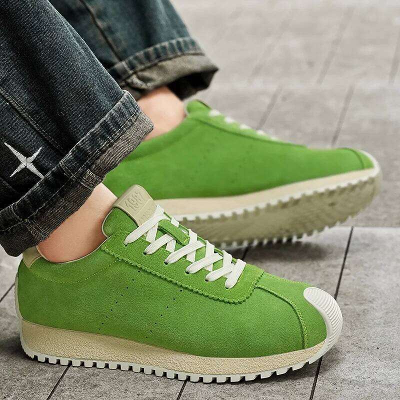2025 Retro Casual Sneaker Comfortable Low Cut Man Trainers Suede Leather Green Platform Shoes for Men zapatillas de deporte