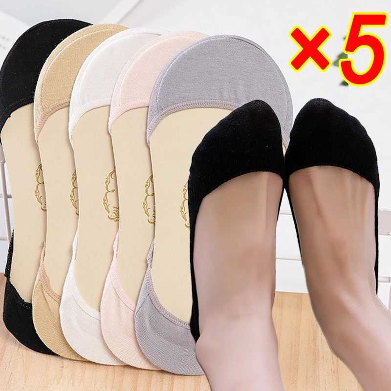 Invisible Boat Socks Women Girls Summer Thin Breathable Cotton Sock Solid Color High Heels Shoes Non-slip Silicone Short SocksT250602
