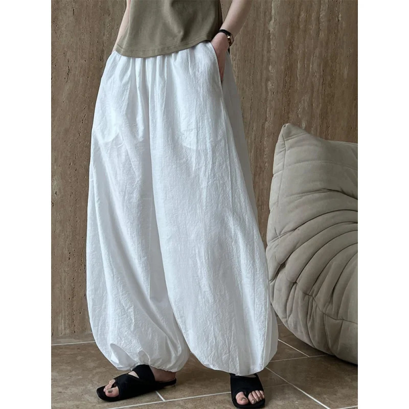 Oversized Bloomers Summer Elegant Fashion Women Lantern Pants Casual Loose Breathable Cotton Wide Leg Pants 250603