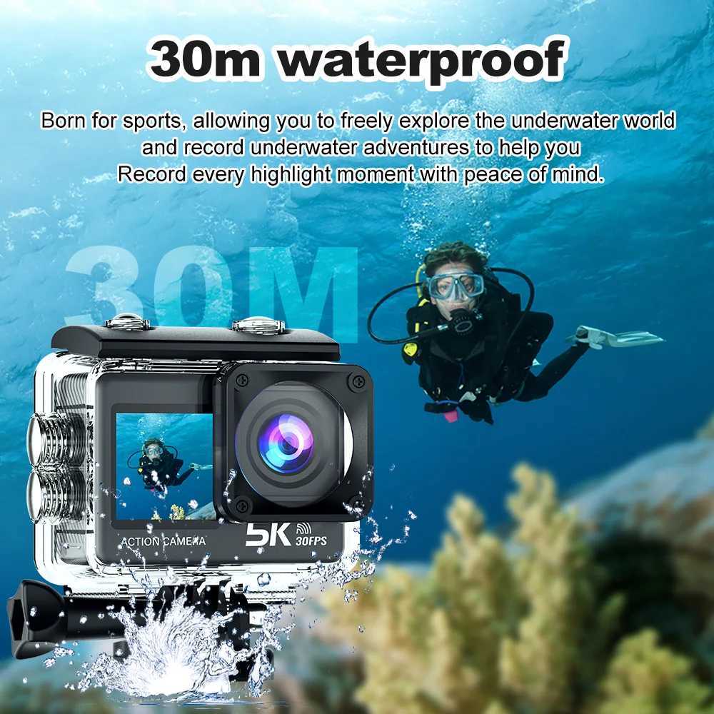 5K Action Camera 4K60FPS 2.0 Inch Touch Screen Wi-Fi 170 Wide Angle 30M Waterproof Helmet Video Recording Sports Cameras XJ250603