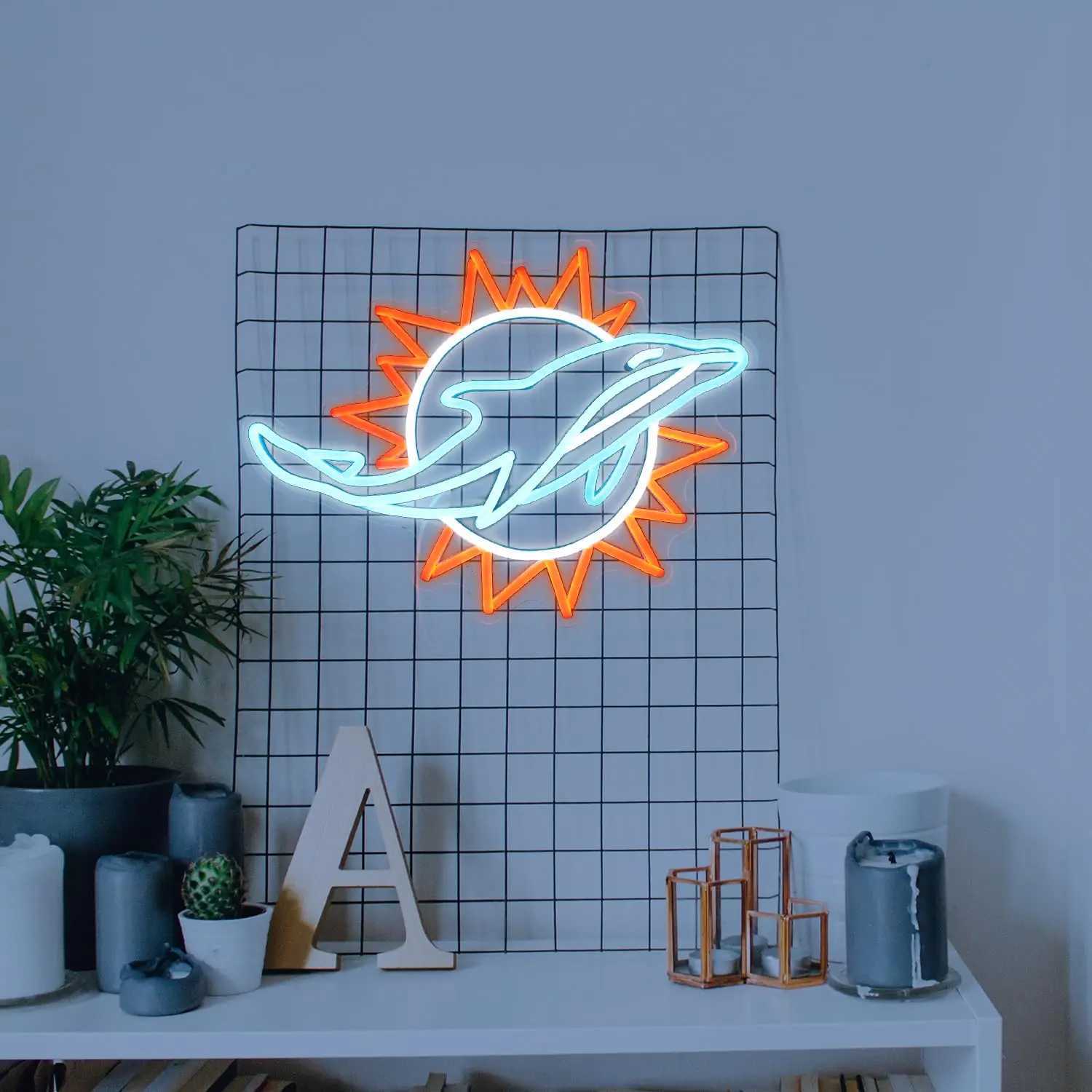 Dolphins Neon Light Dolphin Decorative Signs Larger Hanging Neon Light Room Sport Bar Club Wall Decor Gifts For Boys Teens XJ250602