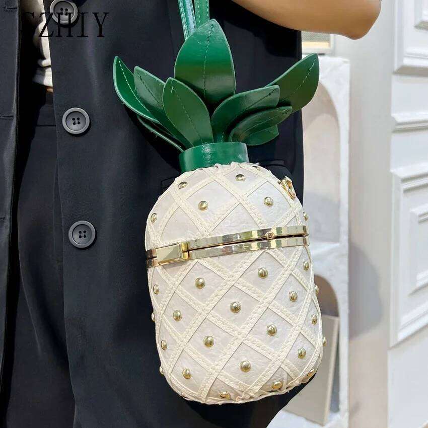 Designer Handbag Personalized Pineapple 2023 New Single Shoulder Chain Crossbody Bucket Bag Rivet Small Party Bolso Fiesta