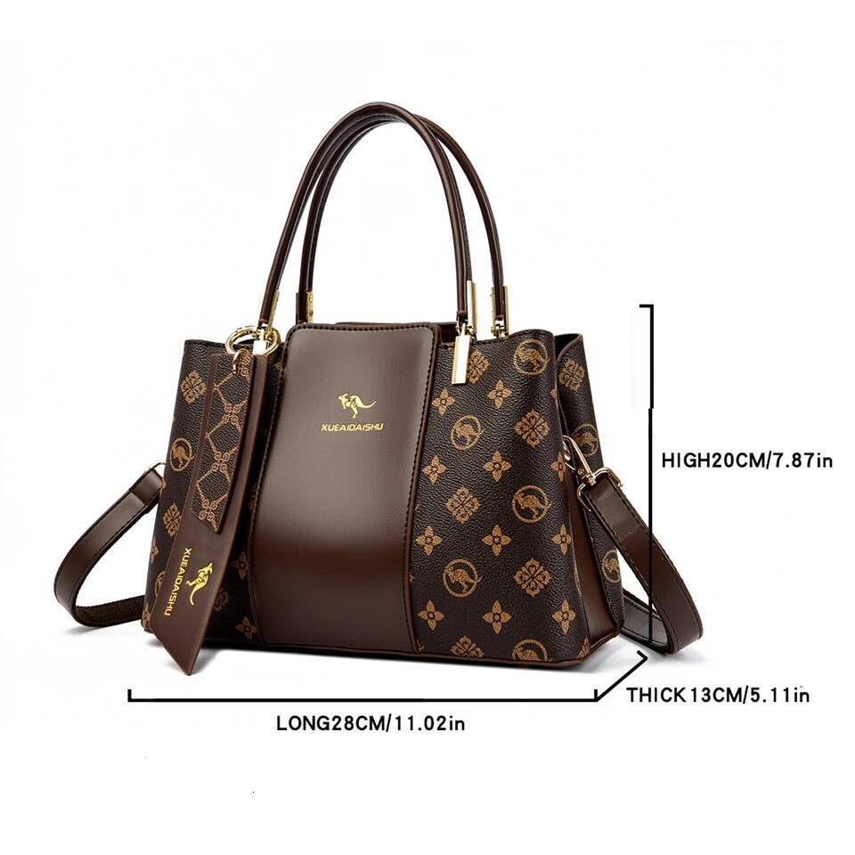 Fashion Print Large Capacity Soft Leather Women Shoulder Crossbody Bag Leisure Designer Ladies Purses and Handbag