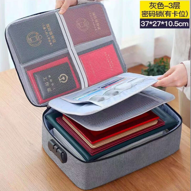 Multi-layer Large Capacity Family File Archive Storage Box Passport Holder Document Bag