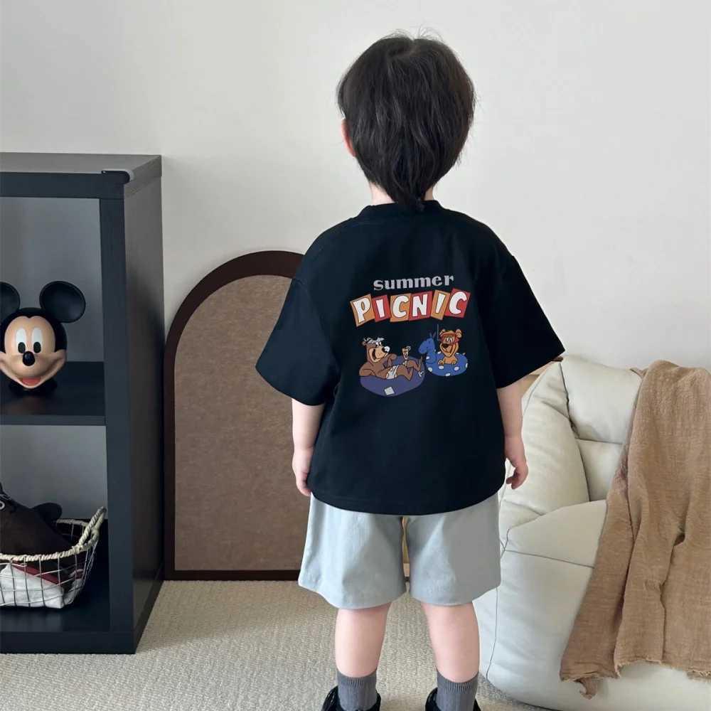 Summer short-sleeved T-shirt for boys and girls childrens pure cotton breathable fashionable trendy childrens clothing T250603